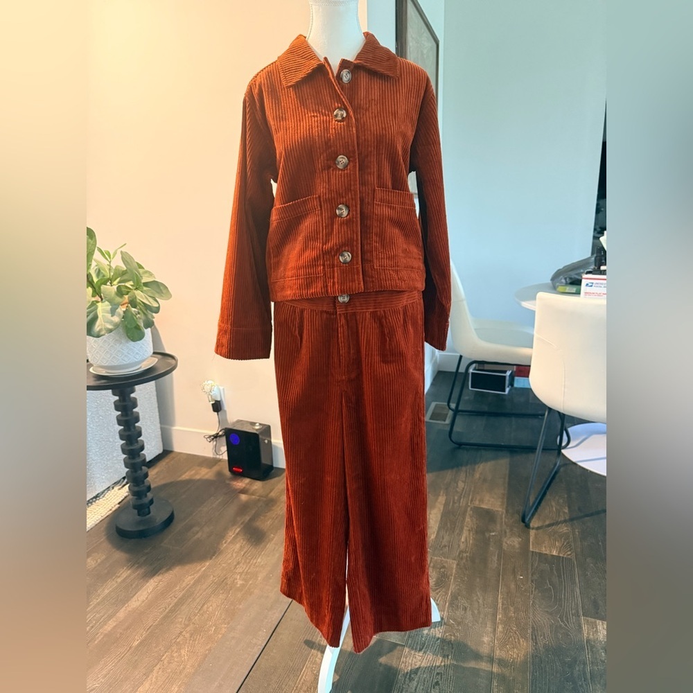Anthropologie| Knot Sisters Corduroy Matching Set | Rust | Size Small - Picture 3 of 8